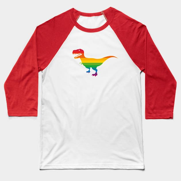 T-rex - rainbow Baseball T-Shirt by helengarvey